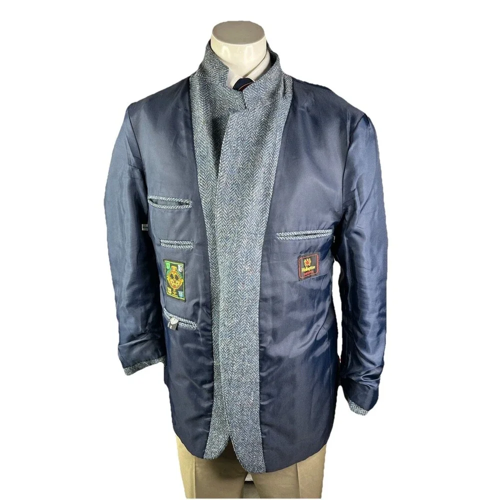 Donelgal Tweed Irish Wool Blazer Men 42R Herringbone Sports Coat Wellington